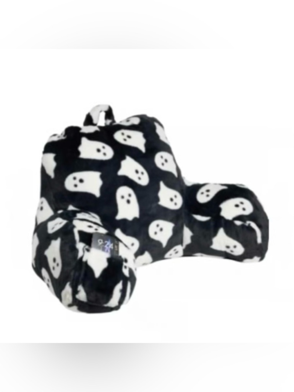 Rachel Zoe Black & White Ghosts Faux Fur Back Pillow Phone Holder + Handle NWT